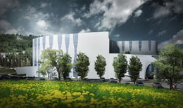 Render dell'ingresso alla struttura ospedaliera | LFA