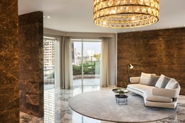 The refurbishing of a Dubai penthouse has created an ultimately representative, elegantly comfortable, and luxurious residential space. The irregular plant of the Penthouse is surrounded on different sides | Mohamed Somji