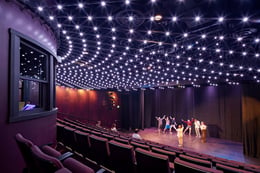 New 177-seat theater includes individually addressable color changing light nodes with video mapping capability to transform the house lighting into a cutting edge theatrical lighting element | Robert Benson