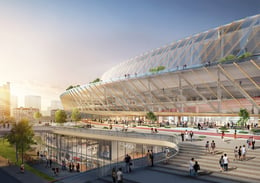 The Midline allows for pedestrians and bicycles to avoid congested city streets, and links the surrounding neighborhood with a variety of community recreational uses in the stadium. | SASAKI