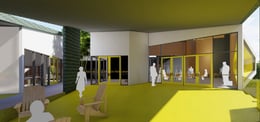 Complementary functions of engineering office and public education are expressed in porch entry. | University of Arkansas Community Design Center