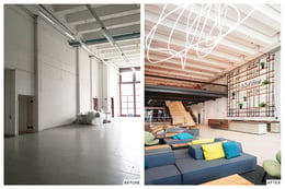 Distribution warehouse before and after the renovation. | Evolution Design
