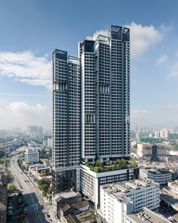 Continew consists of 2 towers of apartment block (47 and 50 storey) with 510 units resting on top of a 7-storey podium carpark, 3-storey shop houses, 5-storey offices and 1 basement. | David Yeow