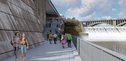 The wishbone's grand stair provides a view of the St. Anthony Falls like never before | RSP Architects
