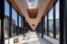 Interior corridor at the Pavilion at the Hospital of the University of Pennsylvania. | Nigel Young / Foster + Partners