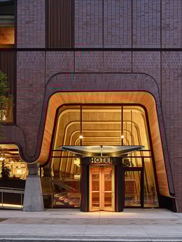 View of Hotel Entrance in Evening | DoubleSpace Photography