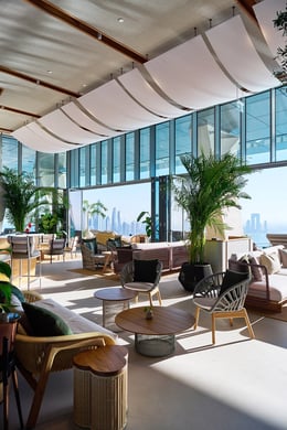 indoor lounge | AURA SKYPOOL Dubai, Juliet Dunne