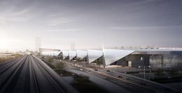 North Facade of the Exhibition Hall Rendering | ©AUBE