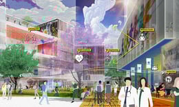 The new campus gateway is framed by the Medical School and Wellness Hub. The hub includes a community clinic where medical students provide services and workshops for free to surrounding neighborhoods, helping advance the Tec’s social agenda. | Sasaki