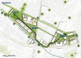 The plan establishes an interconnected landscape network that connects all the Tec landholdings through a park-like spine, tying together the academic core, a new mixed-use innovation district and the university’s outdoor recreation fields. | Sasaki
