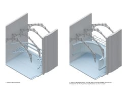 Axonometric cross section, detail, Davioud Gallery | h2o architectes
