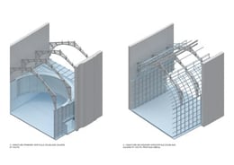 Axonometric cross section detail Mezzanine in Davioud Gallery 0 | h2o architectes