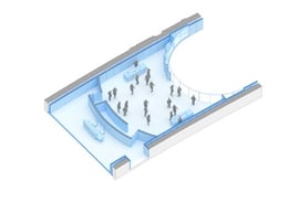 Axonometric view of Mezzanine (usage 02) | h2o architectes