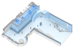 Axonometric view of entrace sequence | h2o architectes