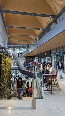 Clerestories system and side screening bring natural light and ventilation into the circulation areas | Antonio Furukawa