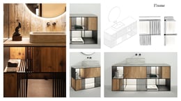 Sketches and photos master bathroom furniture | Courtesy of Icona Architetti Associati & Paolo Riolzi