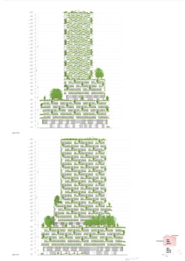 Wonderwoods Vertical Forest (plot A)  - section | Stefano Boeri Architetti