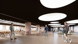 Render of the auditorium and civic hall | 3ndy Studio