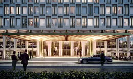 L’ambasciata degli Stati Uniti a Londra del 1960, che nei prossimi anni verrà trasformata nell’hotel 30 Grosvenor Square | Immagine di DBOX per Qatari Diar, courtesy David Chipperfield Architects