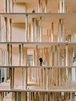 Log Tower, Make New History exhibition, Chicago Architecture Biennial, 2017. © Simon Menges | Courtesy of Barkow Leibinger