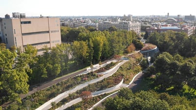 The curving promenade defines the identity of the Robert W. Wilson Overlook