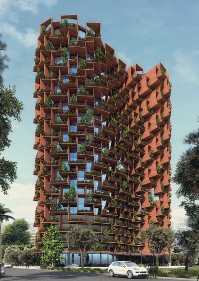 THE FOREST, a unique parametric envelope of repetitive cascading elements