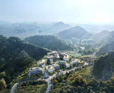 Hangzhou Phoenix Valley Cultural and Creative Park, inspired by primitive settlements in natural settings