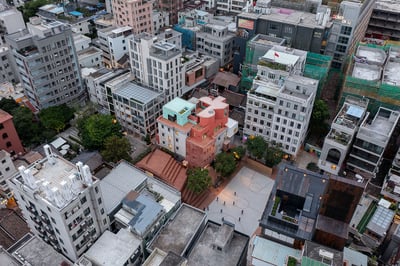 Nantou Hybrid Building: the vibrant mix of traditional and modern materials mirrors the genuine essence of the building