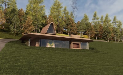 Voronet House, a green roof as a continuation of the existing slope