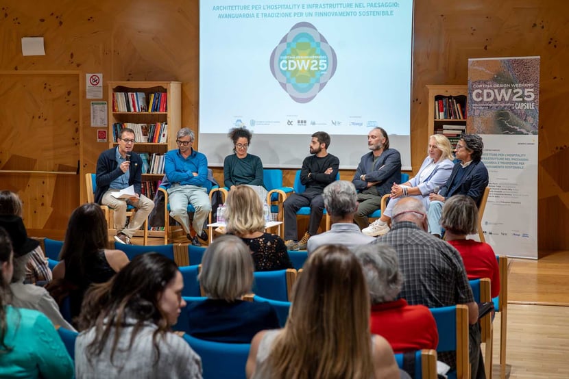 “Architetture per l’Hospitality e Infrastrutture nel Paesaggio: avanguardia e tradizione per un rinnovamento sostenibile” al Cortina Design Weekend 2025