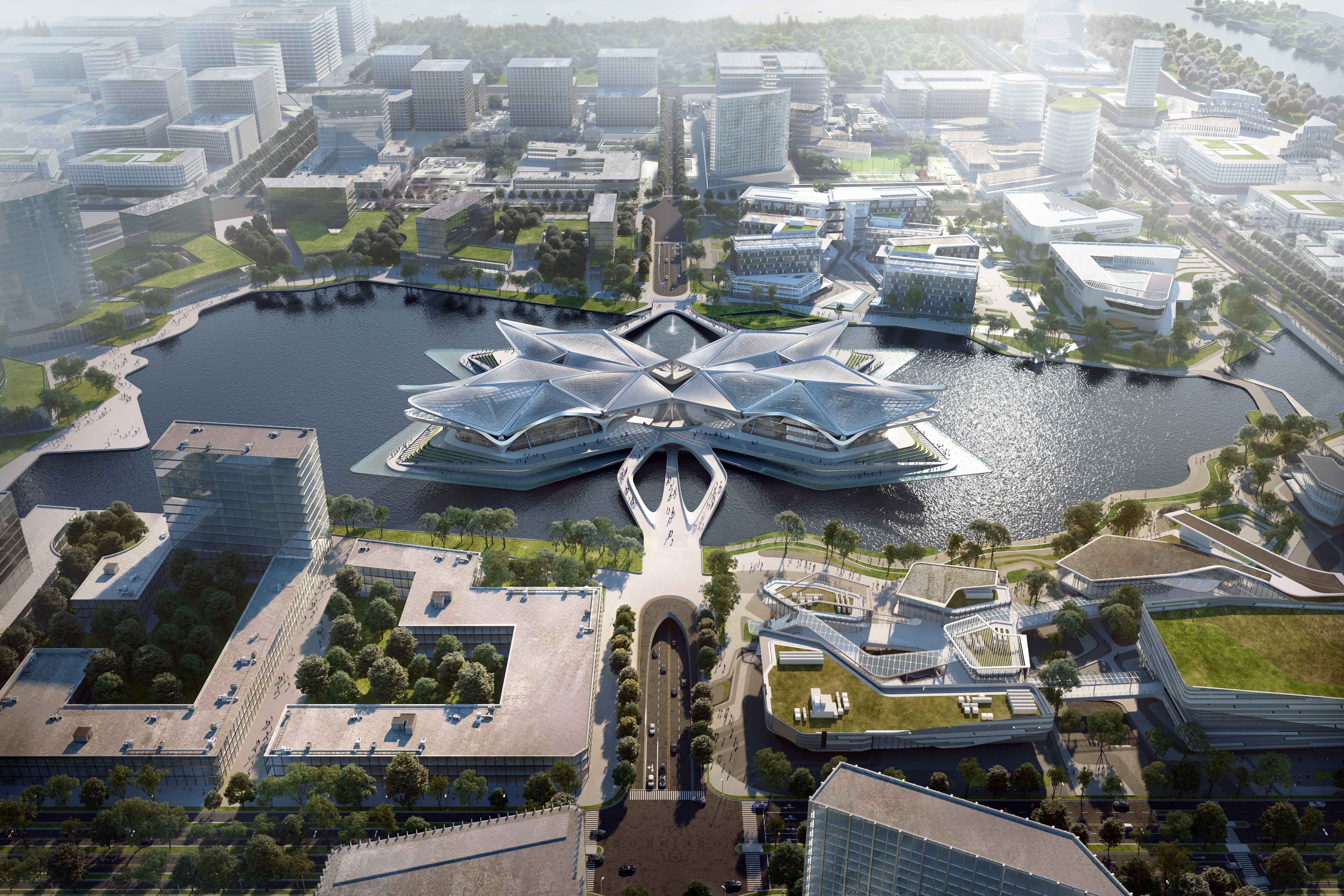 Zhuhai Jinwan Civic Art Center, l’architettura del futuro in Cina è uno spettacolo