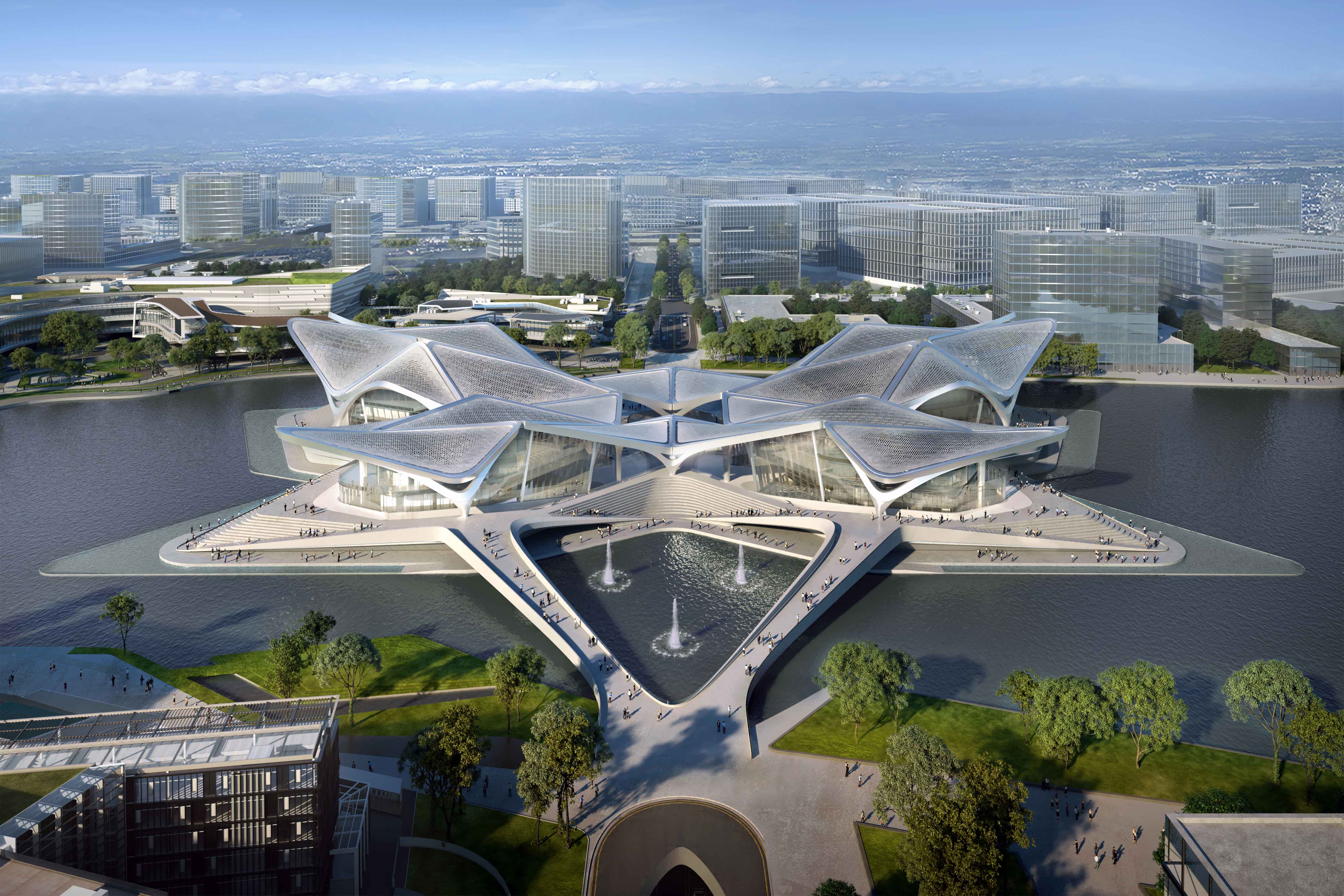 Zhuhai Jinwan Civic Art Center, l’architettura del futuro in Cina è uno spettacolo