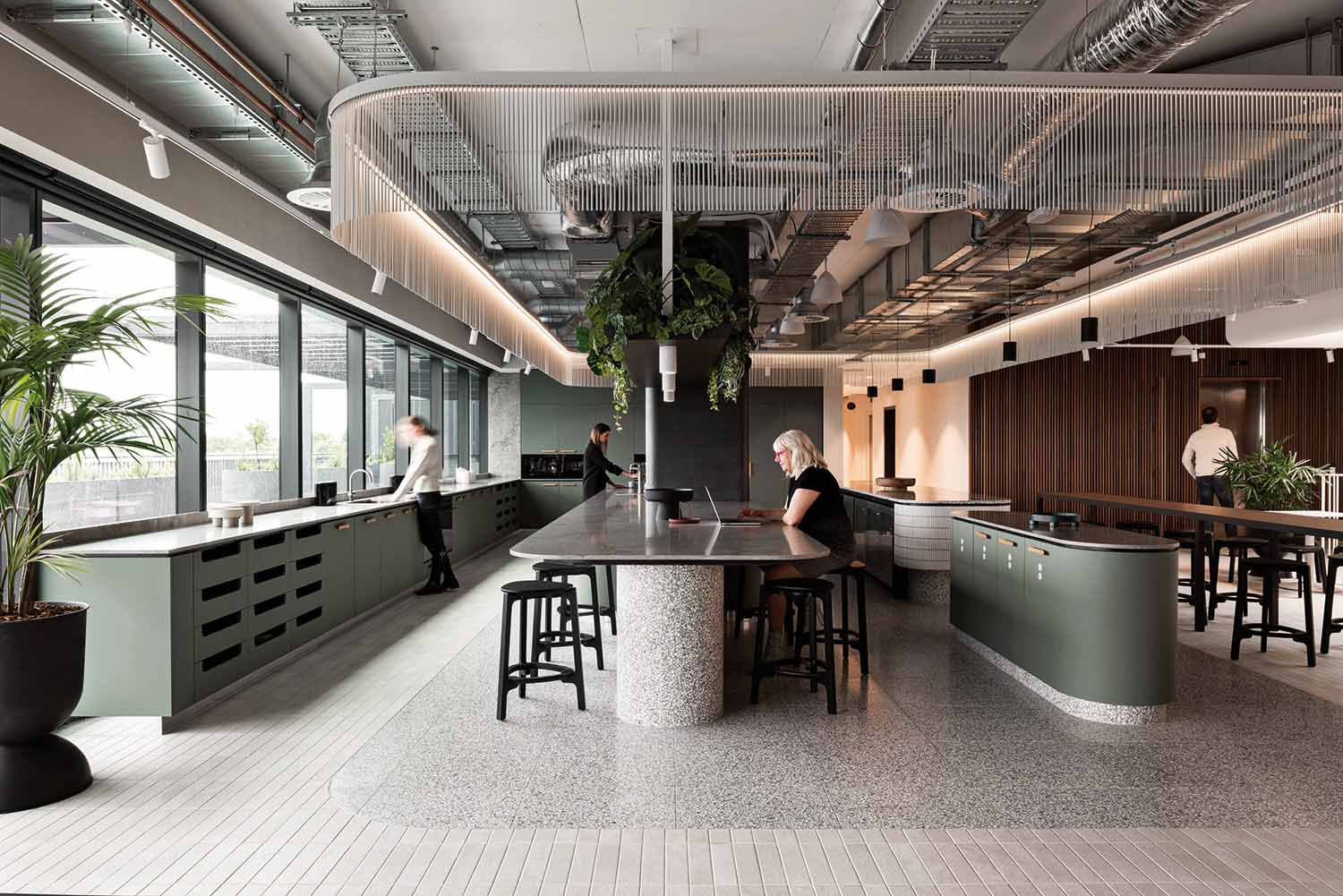 ABN Group HQ Leederville - © Dion Robeson, courtesy Woods Bagot | One of facility’s most generous communal spaces is the kitchen, conceived to create a domestic, family atmosphere that puts people at ease.
